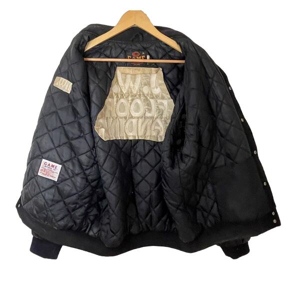 VTG 80s Varsity Letterman Wool/Leather Bomber Jacket Floor Sanding Trade Men XL - Picture 4 of 14